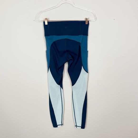 Athleta Up For Anything 7/8 Colorblock Leggings Blue Teal Mint XSmall XS Active - Picture 2 of 11